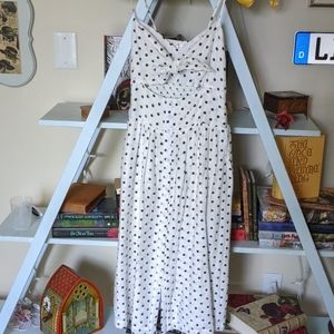 White Polka Dot Midi Dress L